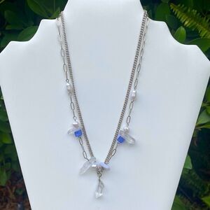NWT New Two Urban Outfitters (OU) Silver & Blue Genuine Stone Necklaces